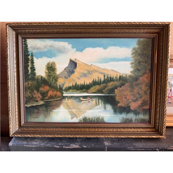 E. Almgren Mountain Lake Oil Painting
