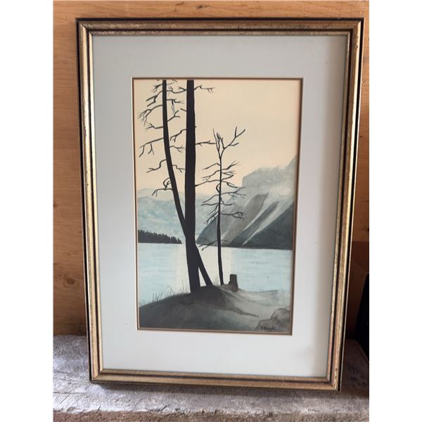 Framed Landscape Watercolor by B. Brady
