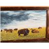Image 8 : Buffalo Herd Oil Painting by A. Coulter