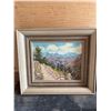 Image 1 : Framed Mountain Landscape Oil Painting