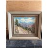Image 2 : Framed Mountain Landscape Oil Painting