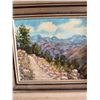 Image 4 : Framed Mountain Landscape Oil Painting