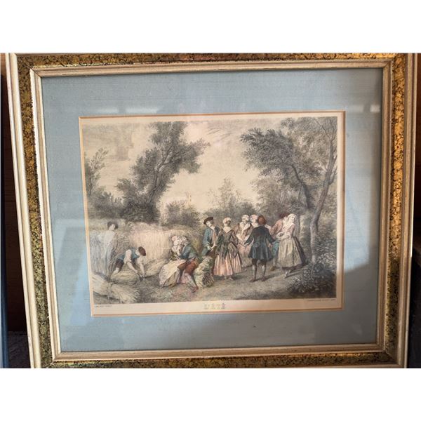 L'Été Colored Engraving Framed