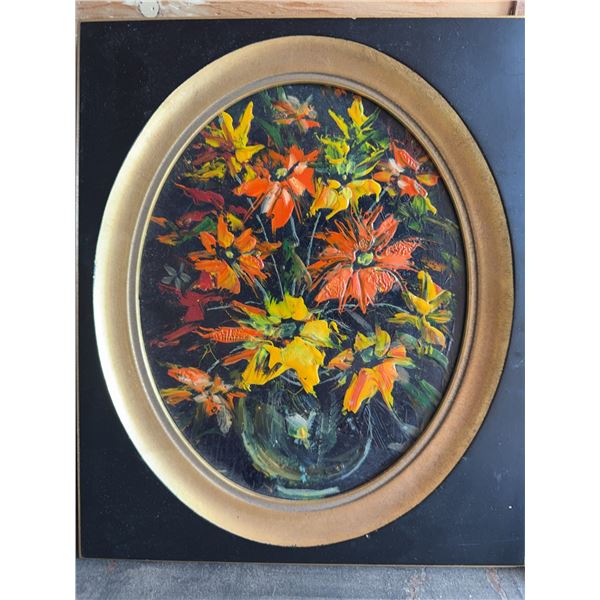Floral Oil Painting in Oval Frame