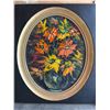 Image 1 : Floral Oil Painting in Oval Frame