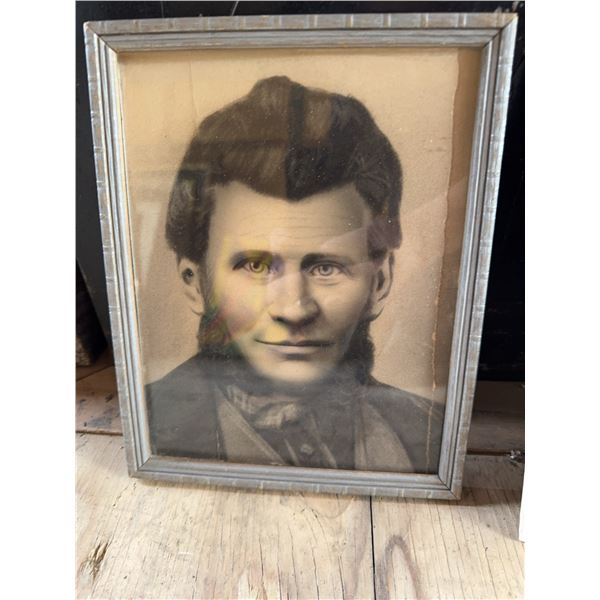 Framed Black and White Portrait Photograph