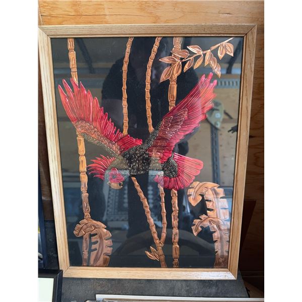 Framed Embossed Parrot Artwork
