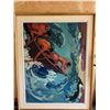 Image 1 : Framed Painting of Three Rowers in Turbulent 