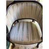 Image 1 : Carved Wood Armchair with Striped Upholstery