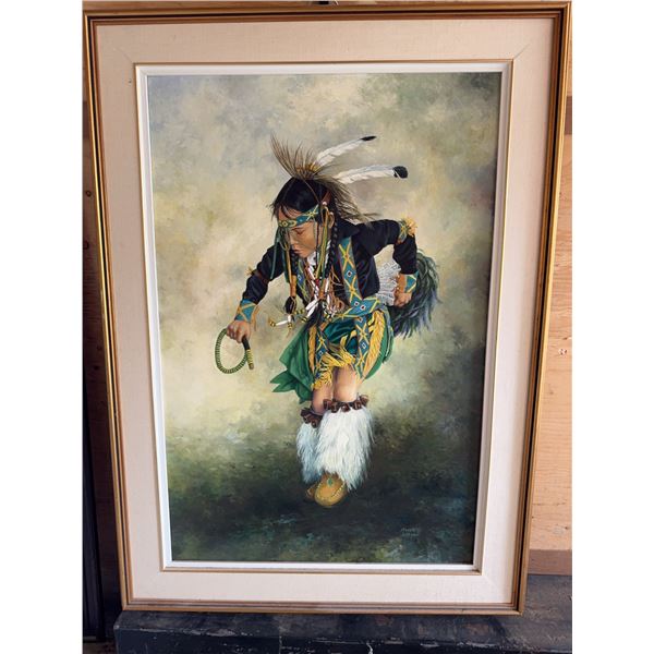 Framed Painting of Native American Dancer