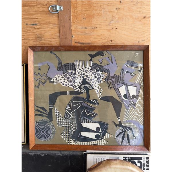 Framed African Abstract Mixed Media Artwork