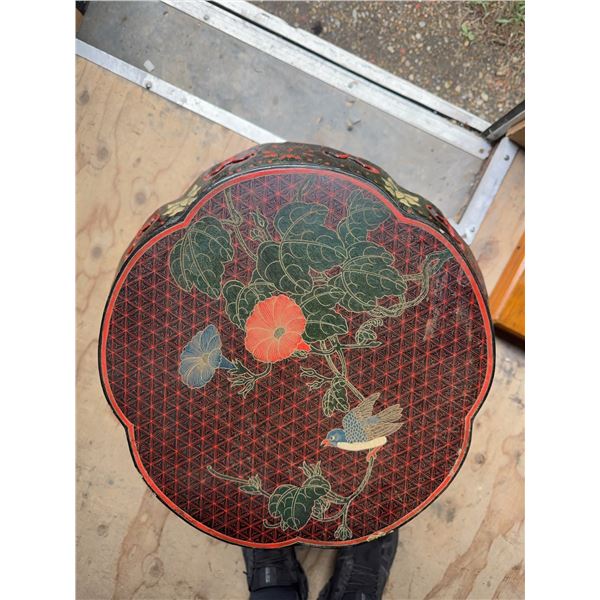 Asian Lacquered Wood Garden Stool