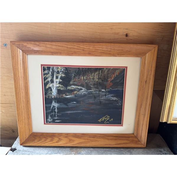 Framed Landscape Acrylic Painting Signed 2001