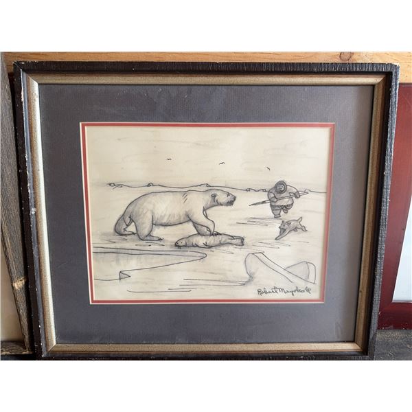 Robert Mayokok Inuit Polar Bear Drawing