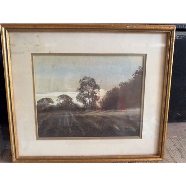 Framed Landscape Watercolor Painting