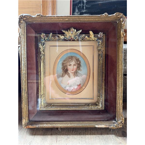 Framed Portrait Miniature of Young Woman