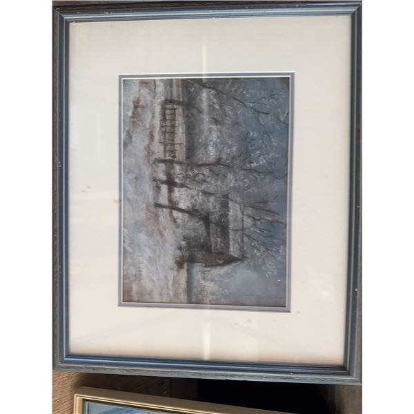 Winter Landscape Pastel Signed J. Adams