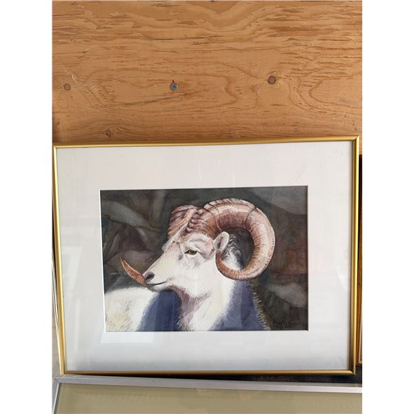 Ron Tilbury Framed Ram Watercolor