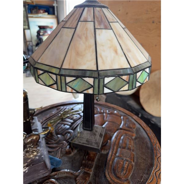 Stained Glass Table Lamp With Geometric Shade