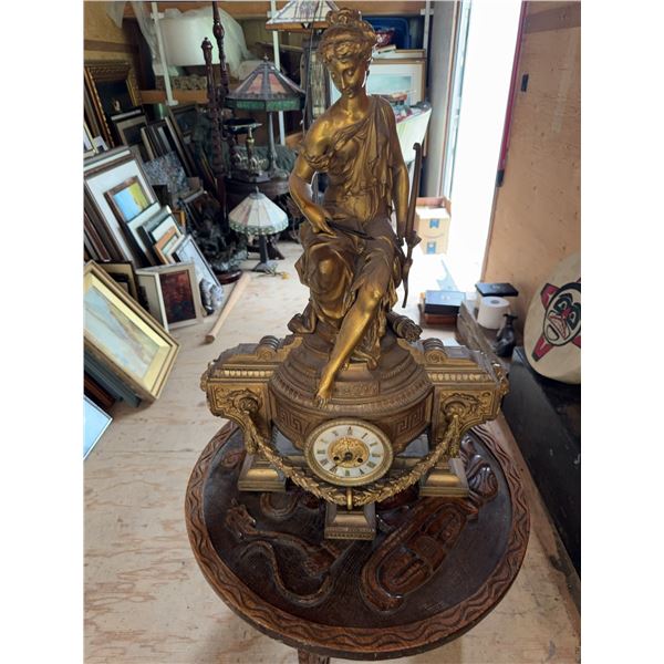 Bronze Mantel Clock with Classical Figure