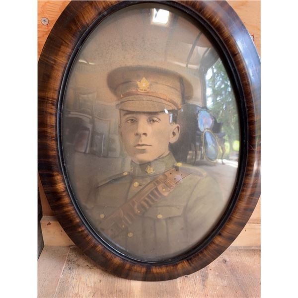 Hand-Colored WWI Soldier Portrait in Oval 24"