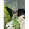 Image 1 : Green Glass Oil Lamp with Brass Burner