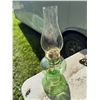 Image 2 : Green Glass Oil Lamp with Brass Burner