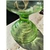 Image 4 : Green Glass Oil Lamp with Brass Burner