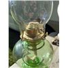 Image 5 : Green Glass Oil Lamp with Brass Burner