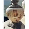 Image 4 : Glass and Metal Oil Lamp with Owl Motif