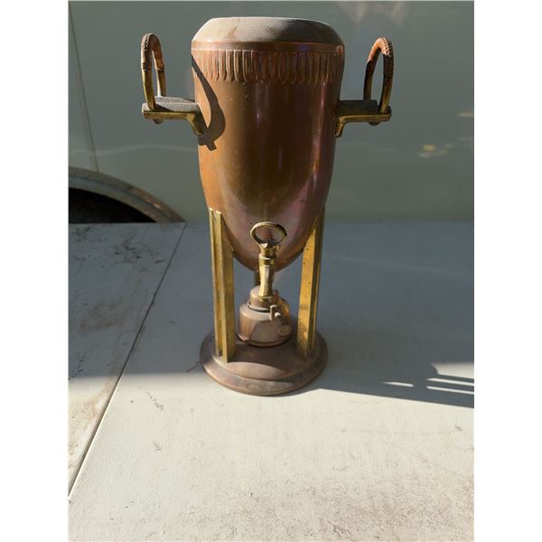 Copper and Brass Samovar Urn, 9x4 Inches