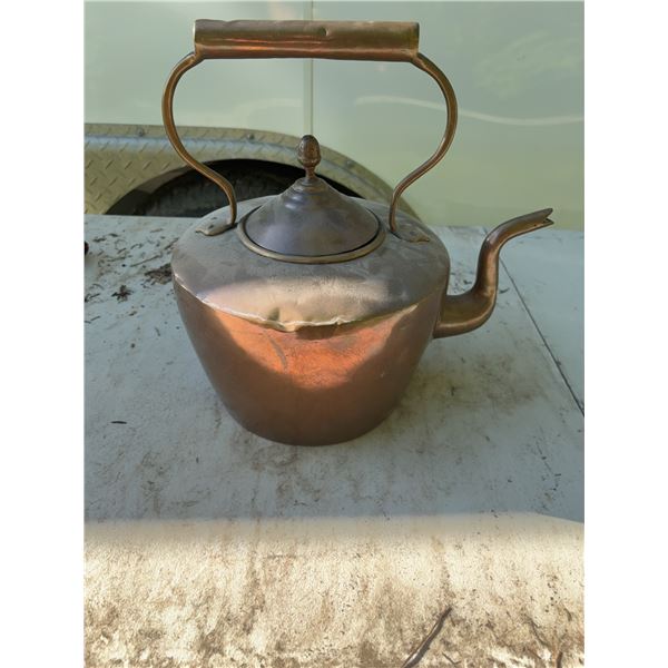 Copper Teapot With Curved Spout