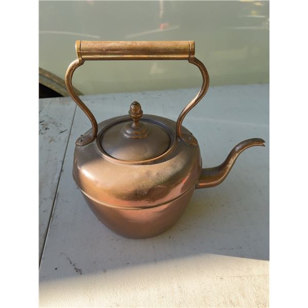 Copper Teapot with Curved Spout and Handle