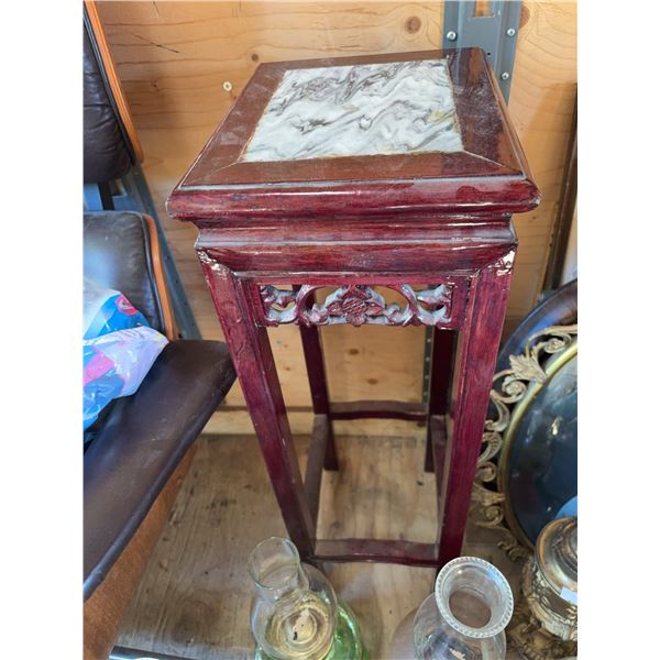 Wooden Stand With Marble Inset Top