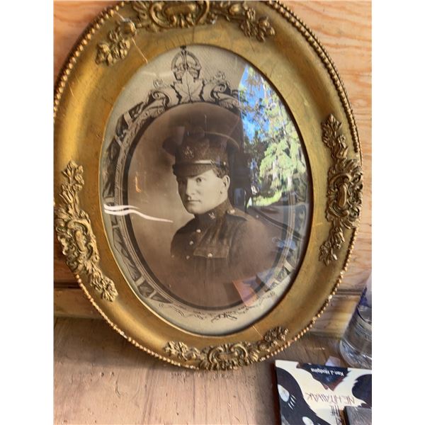 Portrait Of Soldier in Ornate Oval Frame