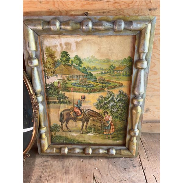 Framed Pastoral Artwork with Ornate Frame