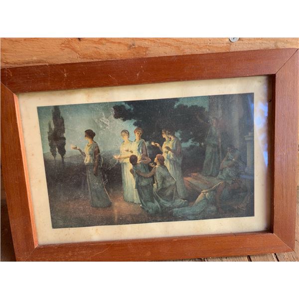 Framed Print of Women in Gowns with Lamps