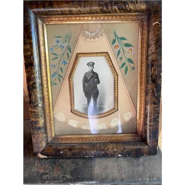Framed Military Portrait With Hand-PaintedMat