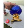 Image 2 : Vintage Bohemian Blue and Gold Gilt Glass Vase, 8.5" Tall
