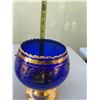 Image 4 : Vintage Bohemian Blue and Gold Gilt Glass Vase, 8.5" Tall