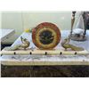 Image 2 : Vintage Art Deco Marble Mantel Clock With Bronze Peacock Figures