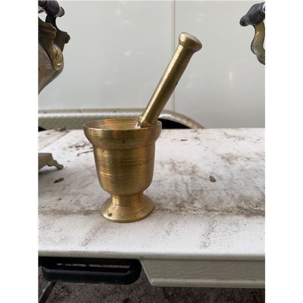 Vintage Brass Mortar and Pestle Set, 5-Inch Height