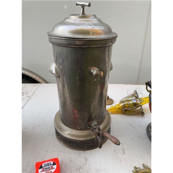 Antique Metal Samovar Hot Beverage Dispenser, 18" Tall