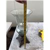 Image 1 : Vintage Glass Vase with Ornate Metal Base, 15-Inch Height