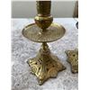 Image 2 : Ornate Brass Candle Holders with Black Taper Candles