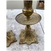 Image 5 : Ornate Brass Candle Holders with Black Taper Candles