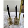 Image 7 : Ornate Brass Candle Holders with Black Taper Candles