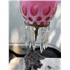 Image 2 : Cherub Metal Table Lamp with Pink Glass Shade