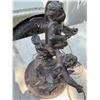 Image 5 : Cherub Metal Table Lamp with Pink Glass Shade