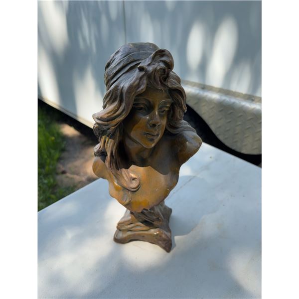 Bronze Female Bust Sculpture, 12 Inches